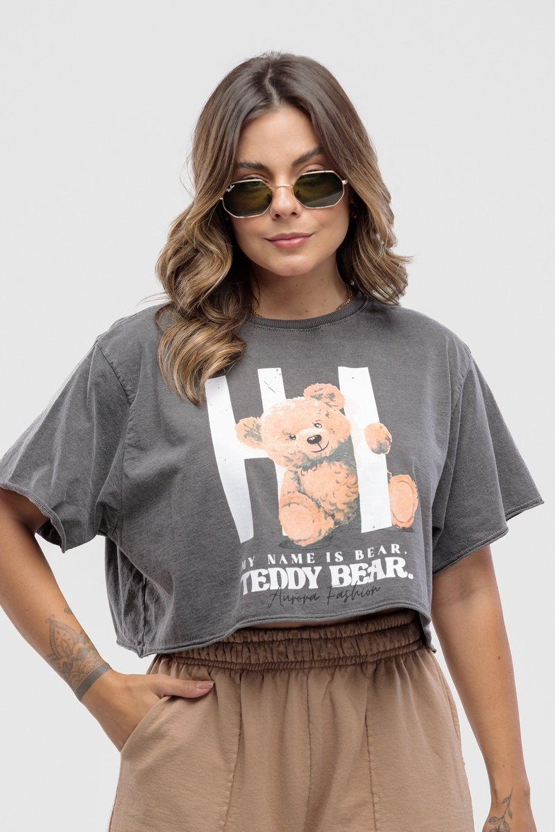 T-shirt Estonada Cropped Teddy Bear Chumbo