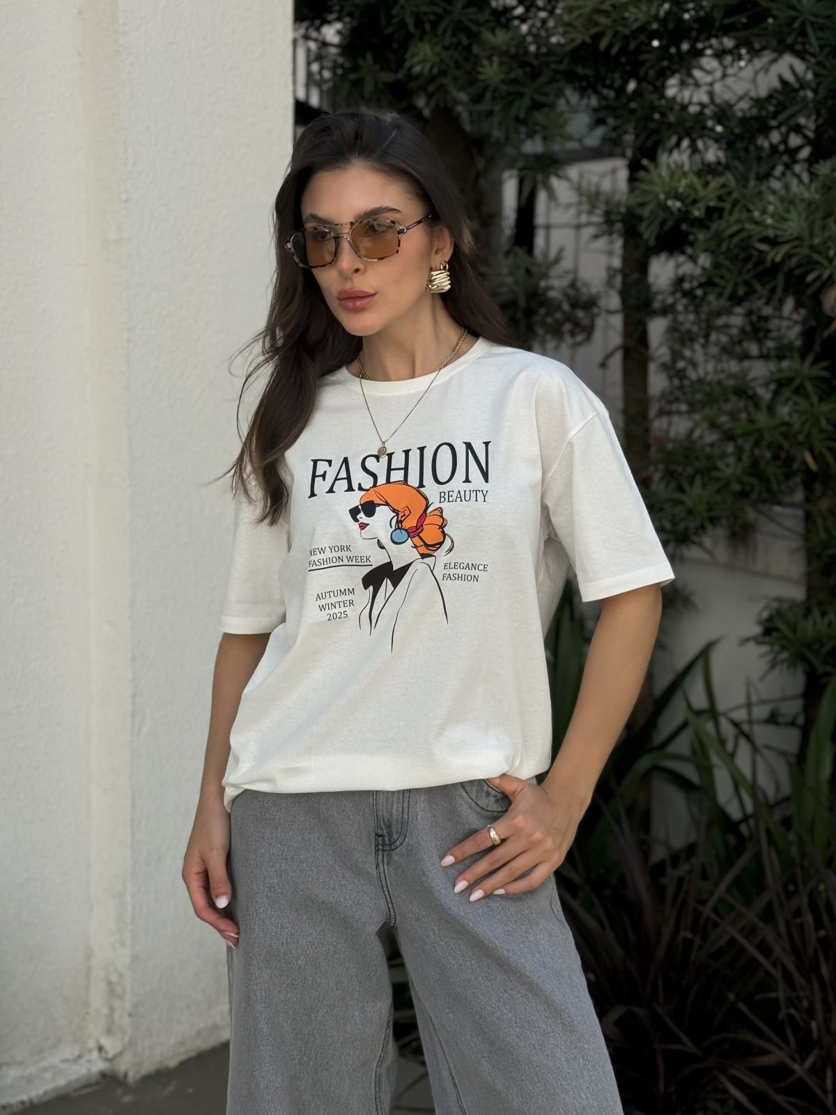 Blusa Feminina Oversized Off Mulher Fashion, Malha Premium 100% Algodão