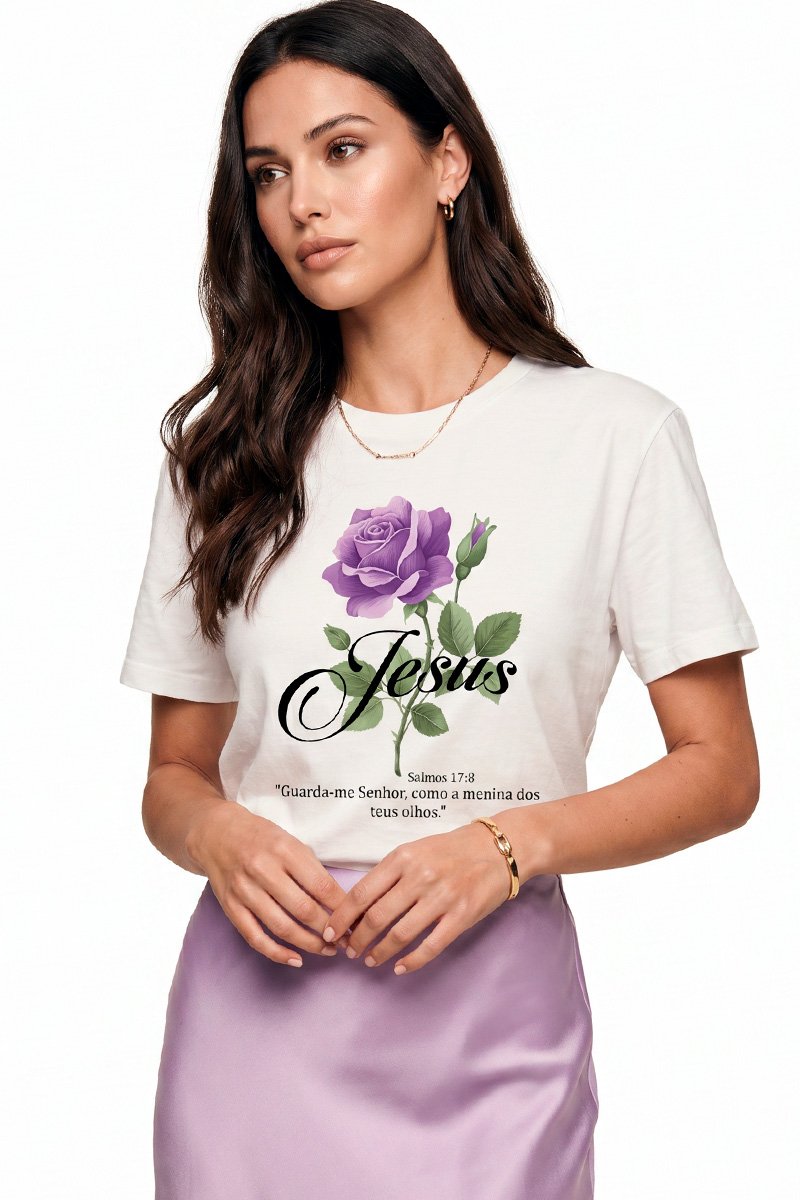 T-shirt Feminina Branca Salmo 17-8:1