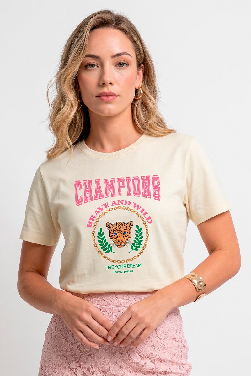 T-shirt Feminina Amarela Champions