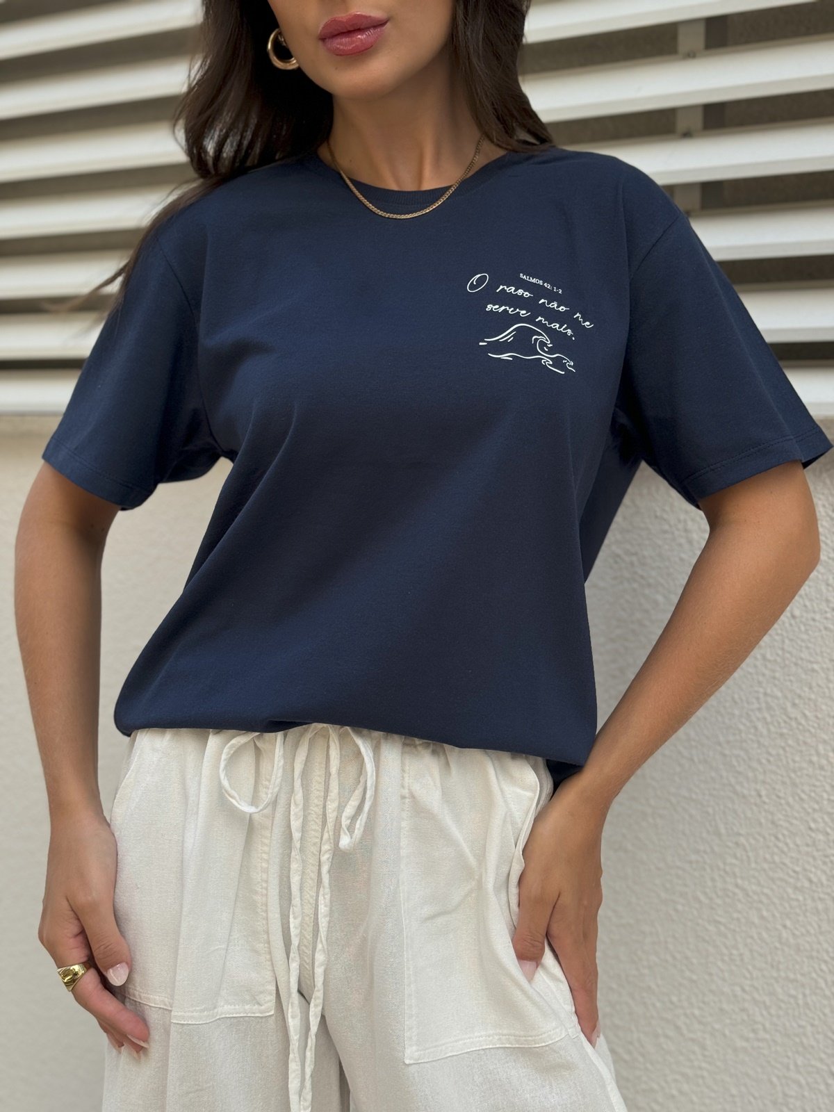 T-shirt Feminina Azul Marinho O Raso Não Me Serve Mais