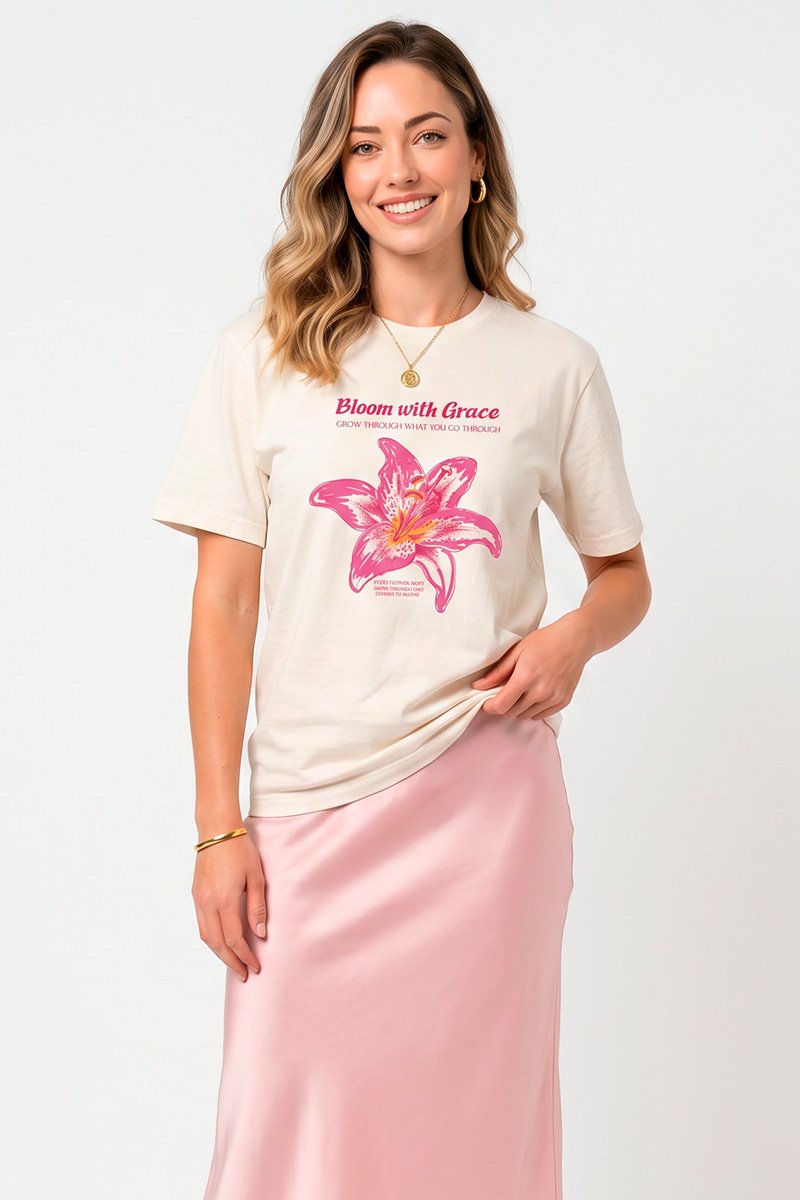 T-shirt Feminina Off Bloom With Grace