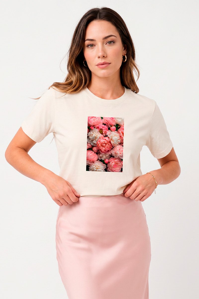 T-shirt Feminina Off Rosas