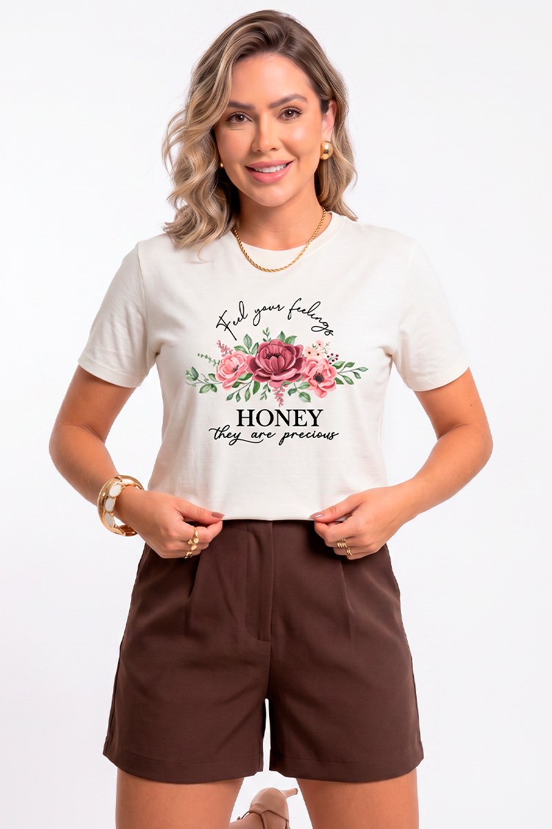 T-shirt Feminina Off Honey