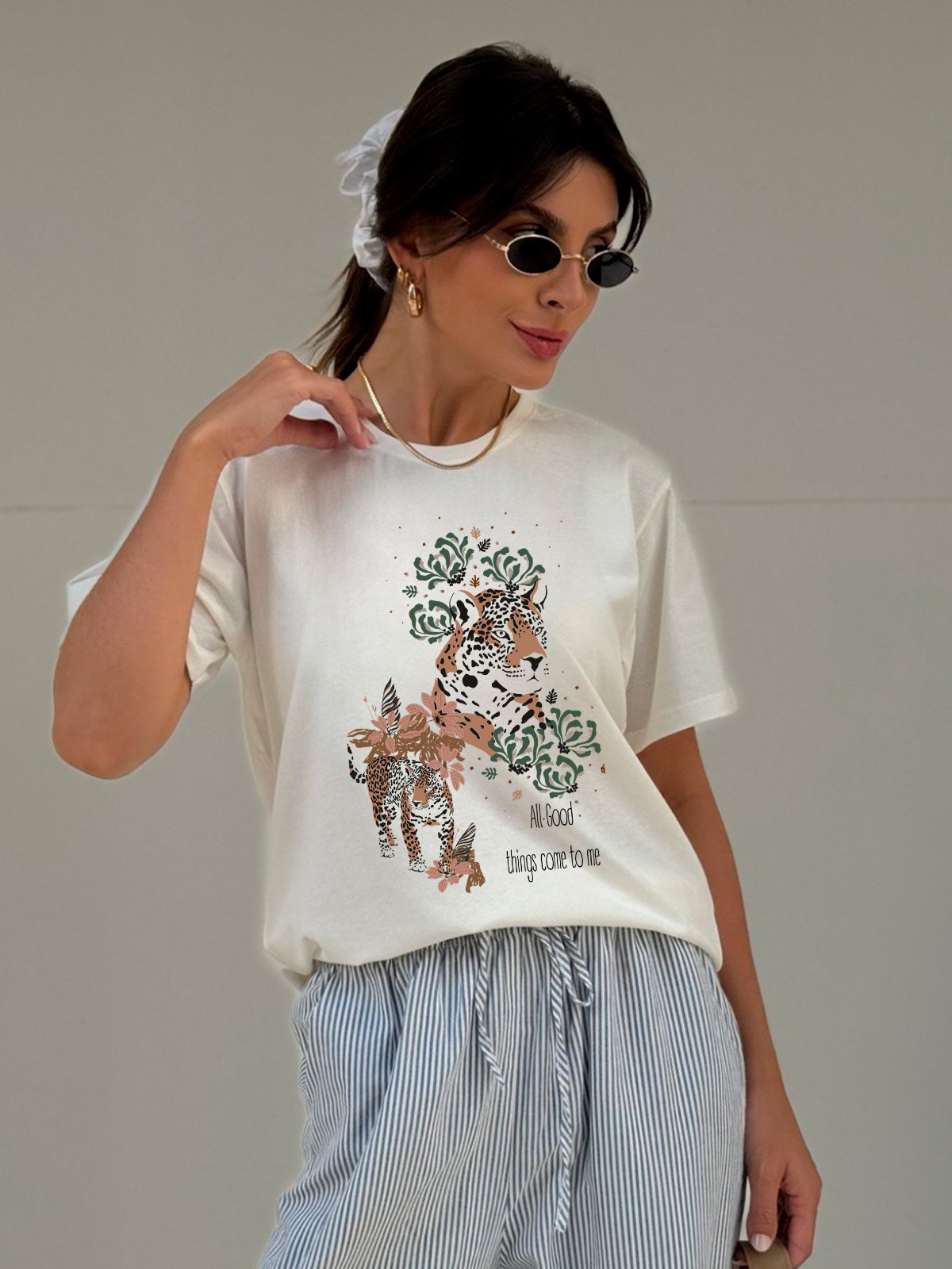 T-shirt Feminina Off White Leopard All Good