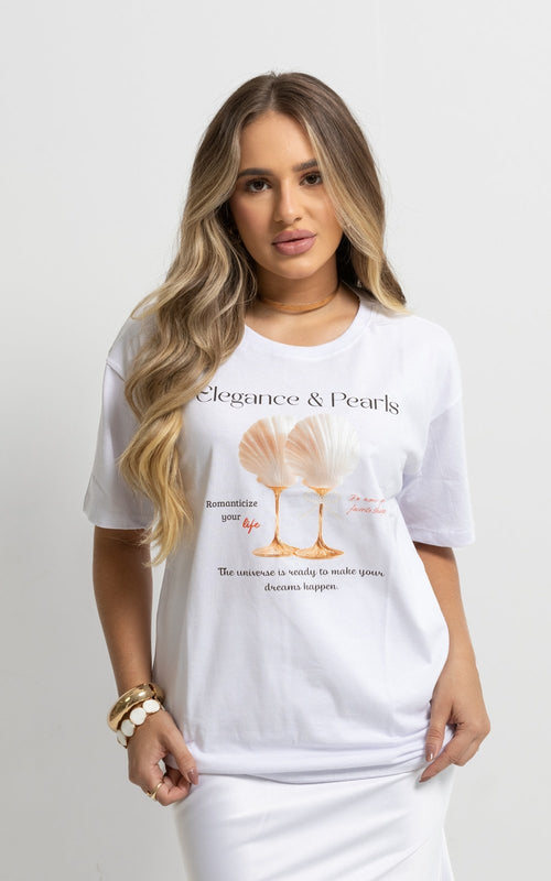 Blusa Feminina Oversized Branca Taça Elegante — 2