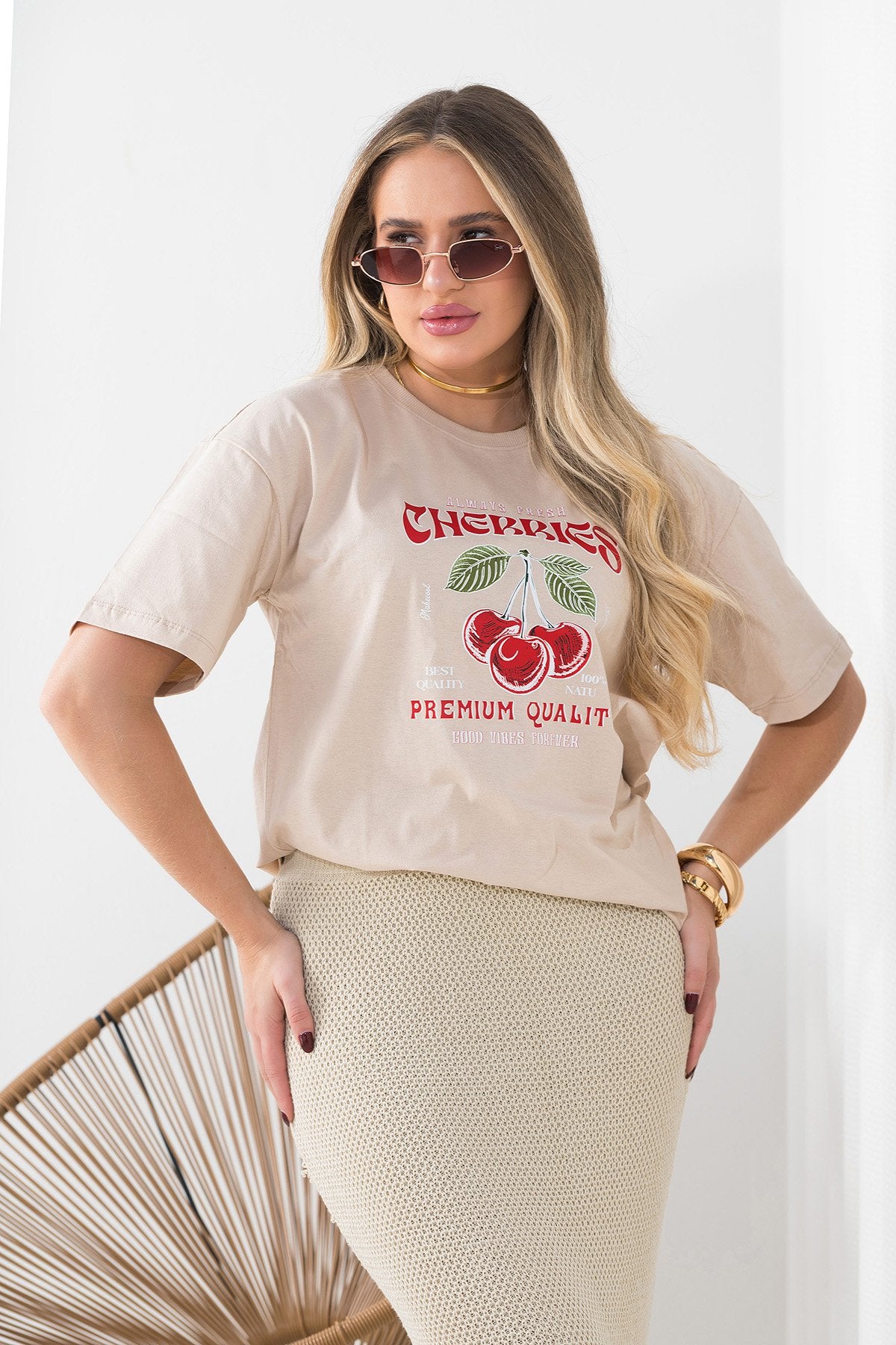 Blusa Feminina Oversized Chocolate Always Cherries