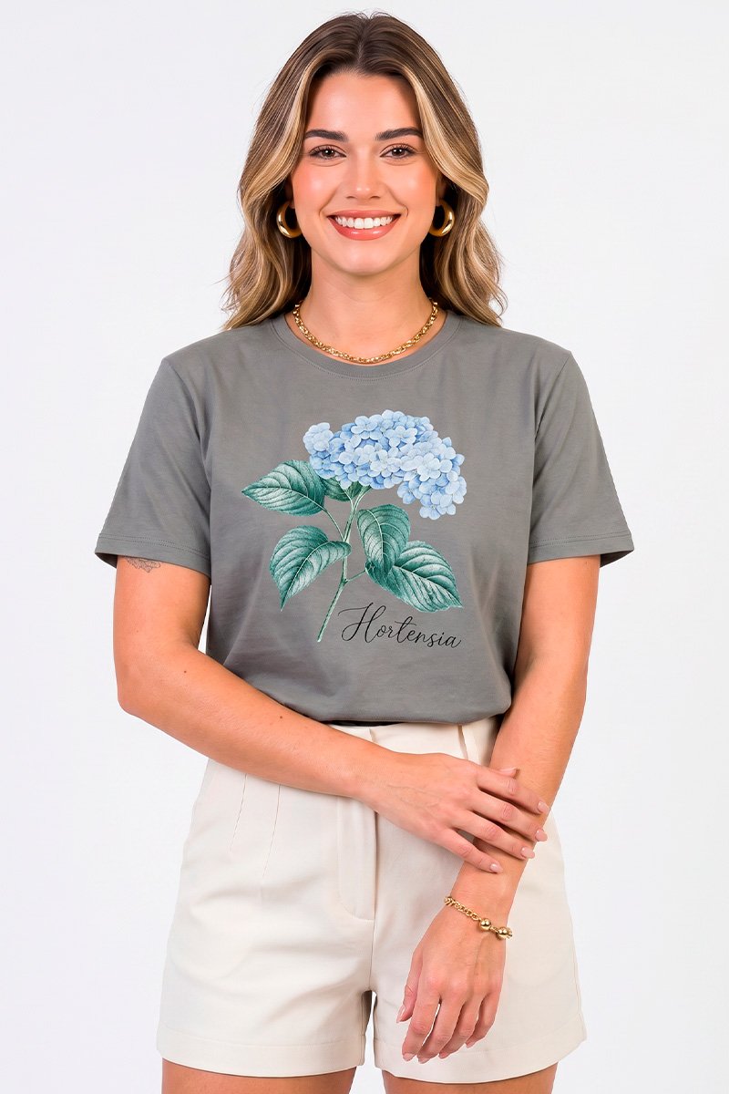 T-shirt Feminina Chumbo Hortênsia
