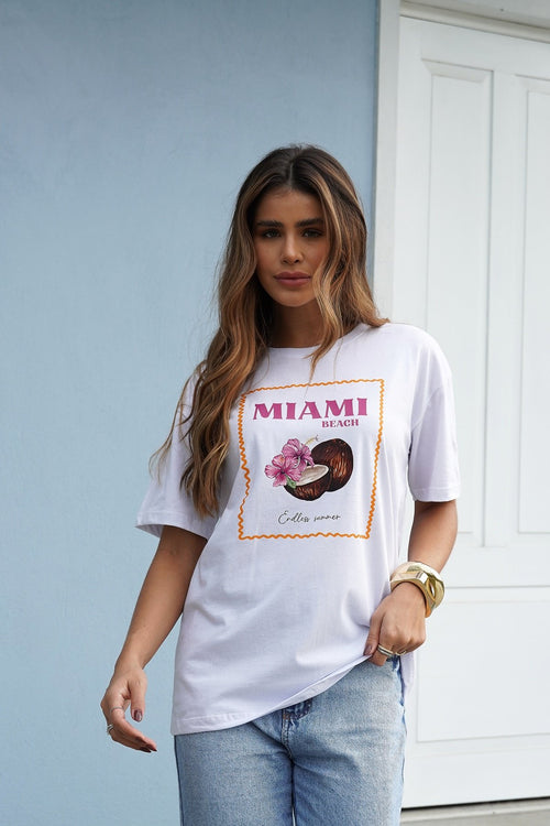 Blusa Feminina Oversized Branca Miami Beach