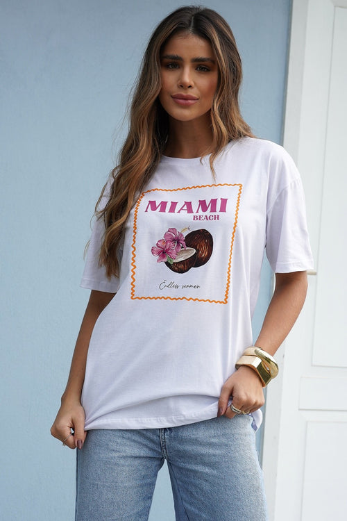 Blusa Feminina Oversized Branca Miami Beach — 2