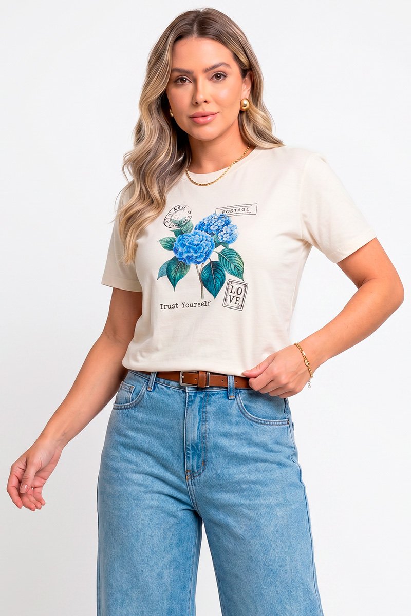 T-shirt Feminina Off Trust Forever Hortênsia