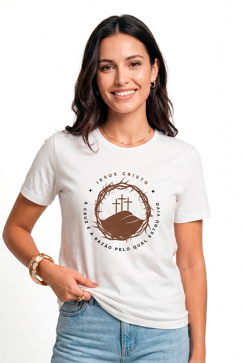 T-shirt Feminina Off White Jesus Cristo