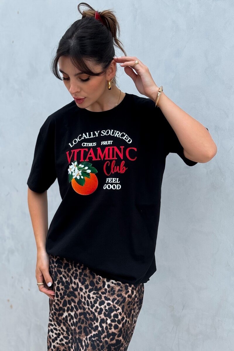Blusa Feminina Oversized Preta Vitamin C, Qualidade Superior e Conforto Duradouro