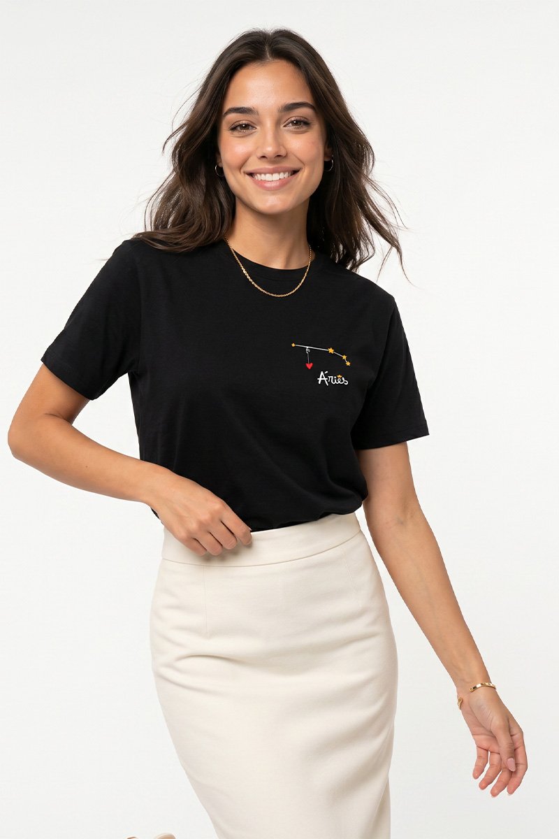 T-shirt Preta Constelação Signo Áries